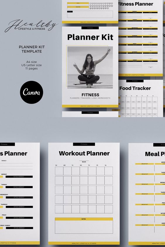 Fitness Planner Kit Canva Template